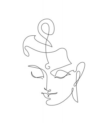 Poster Lijntekeningportret van Boeddha