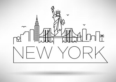 Lineaire New York City Skyline met typografische ontwerp
