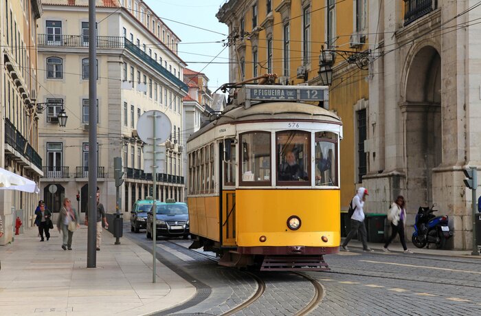 Poster Lissabon gele retro tram
