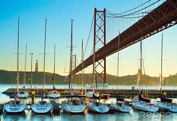 Poster Lissabon Portugal Jachthaven