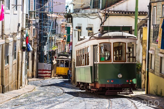 Poster Lissabon tram in de straat