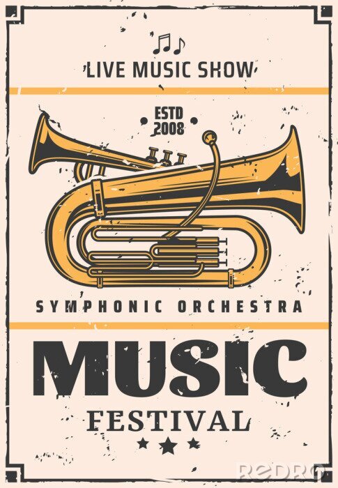 Poster Live muziekshow en festival, vectortrompet