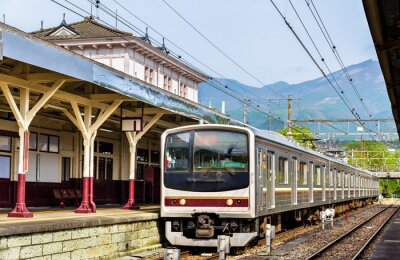 Poster Lokale trein bij station Nikko - Japan