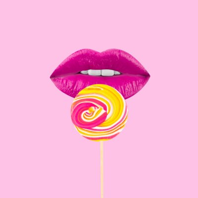 Poster Lolly en roze lippen