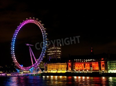 Poster Londen en de London Eye 's nachts