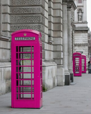 Poster Londen en een roze telefooncel