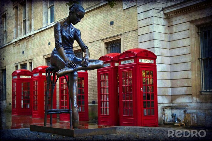 Poster Londen en het standbeeld in Covent Garden