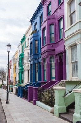 Poster Londen en kleurrijke huizen op Notting Hill
