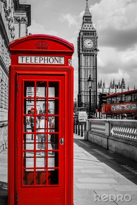 Poster Londen en retro telefooncel