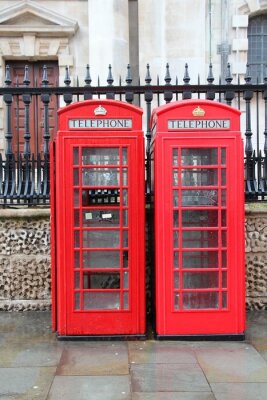 Poster Londen en rode telefooncellen
