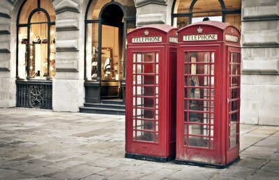 Londen en telefooncellen op straat