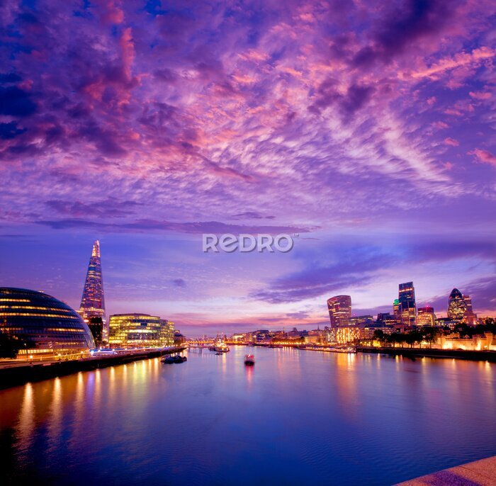 Poster Londen in de paarse zon
