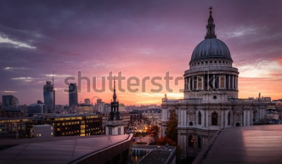 Poster Londen luchtfoto en zonsondergang
