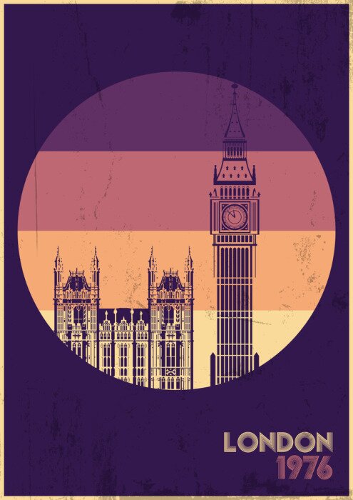 Poster Londen op retro graphics