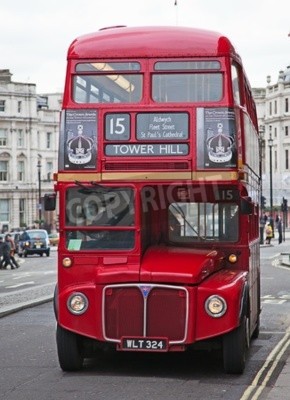 Poster Londen rode bus vooruit
