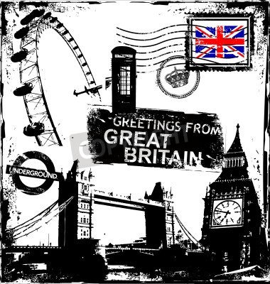Poster Londen symbolen ansichtkaart