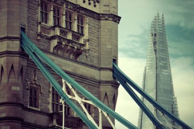 Poster Londense brug en glazen wolkenkrabber