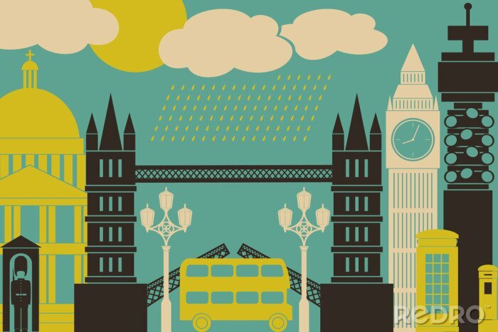 Poster Londense bus in grafisch ontwerp