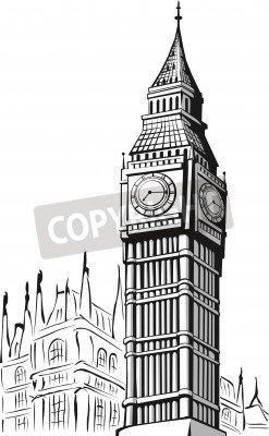 Poster London Big Ben geschetst