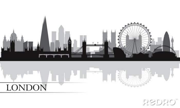 Poster London city skyline silhouet achtergrond