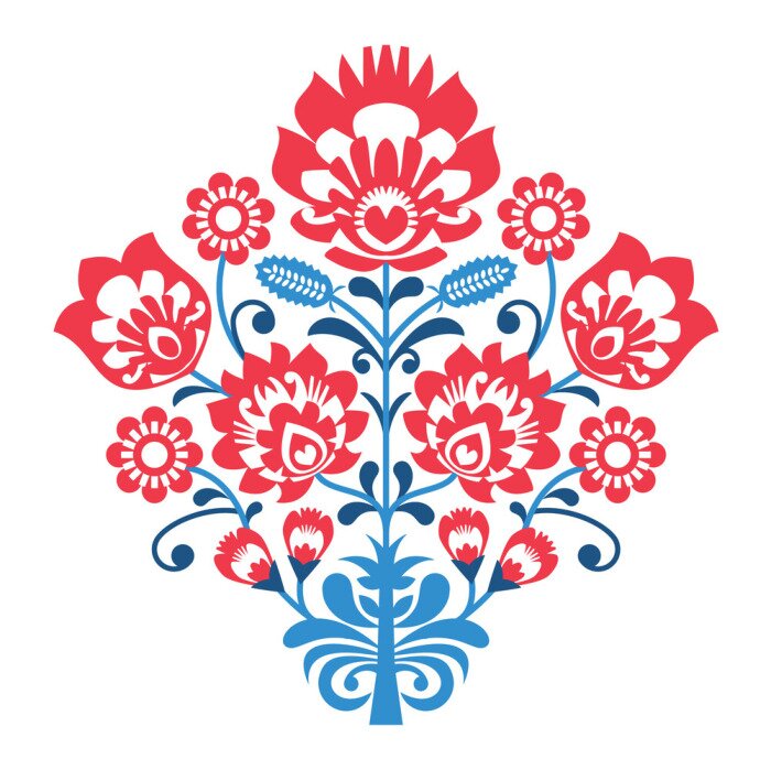Poster Łowicz-ornament met bloemen