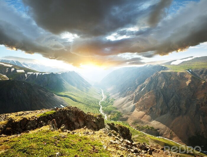 Poster Lucht berglandschap