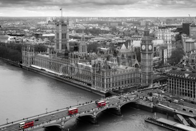 Poster Luchtfoto van Londen in zwart-wit