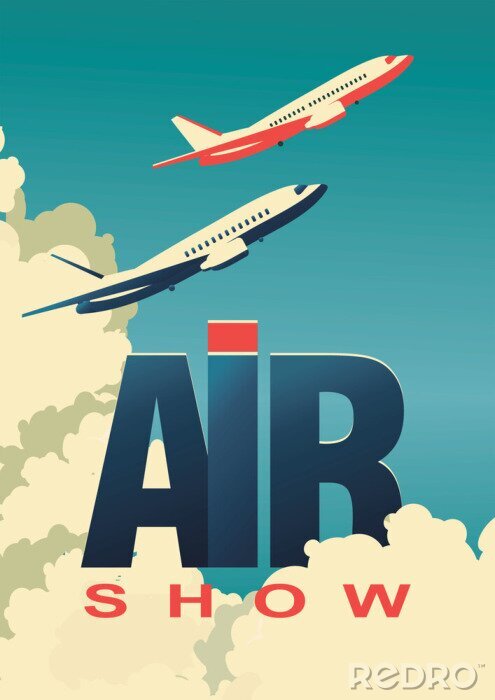 Poster Luchtshow van retro vliegtuigen