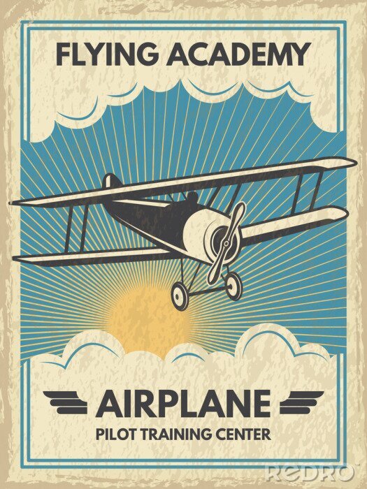 Poster Luchtvaartacademie met voertuig
