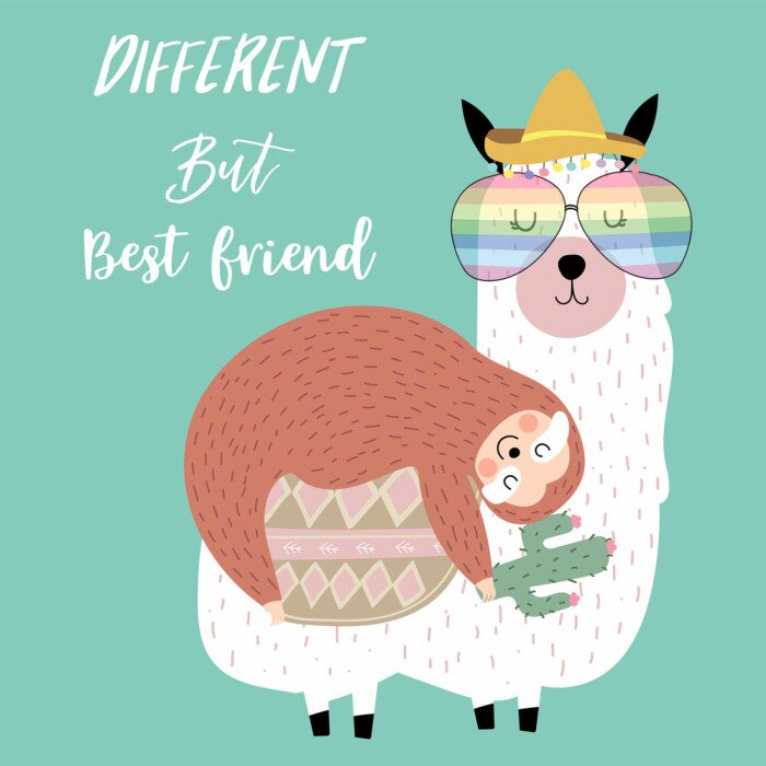 Poster Luiaard liggend op een ontspannen lama