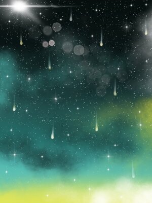 Poster Magic green space. Starry sky 