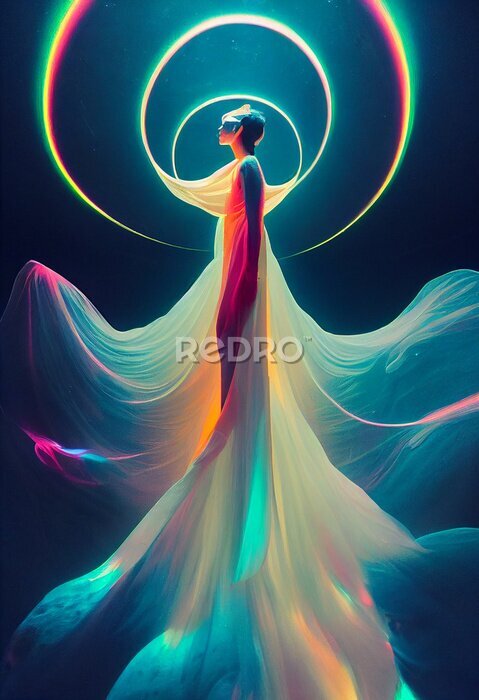 Poster Magische vrouw in een witte jurk