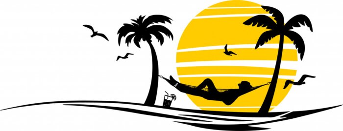 Poster Man in een hangmat en zonsondergang