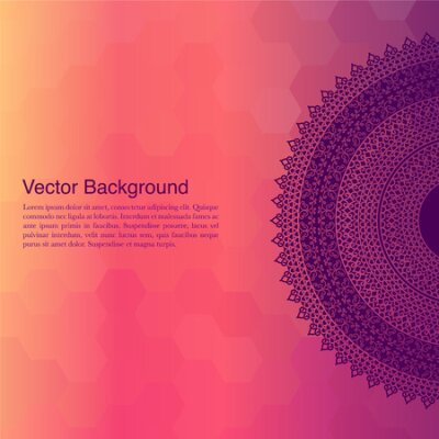 Poster Mandala op een grafische achtergrond met ruimte voor een inscriptie.