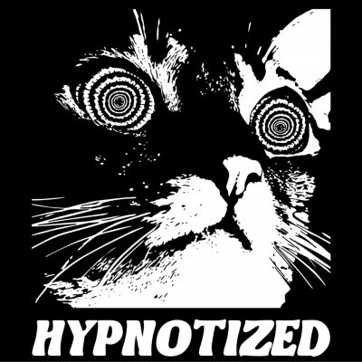 Poster Manga style hypnotized cat with slogan Vector design for t-shirt graphics, banner, fashion prints, slogan tees, stickers, flyer, posters and other creative uses