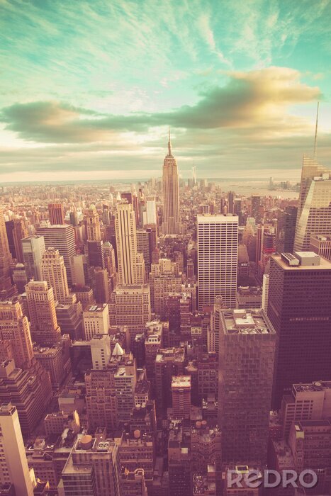 Poster Manhattan met vintage toon