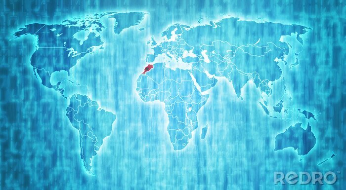 Poster Marokko grondgebied op kaart van de wereld