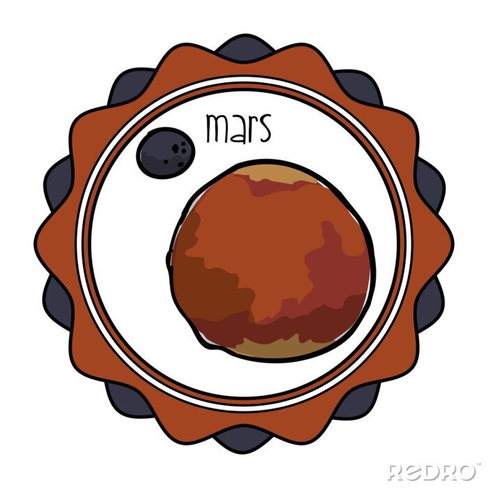 Poster Mars-planeet met minimalistische afbeelding van de maan