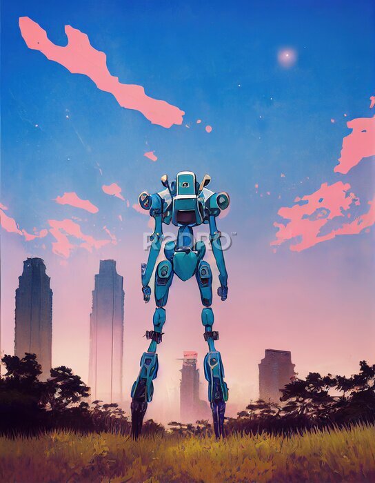 Poster Mecha-robot in anime-stijl