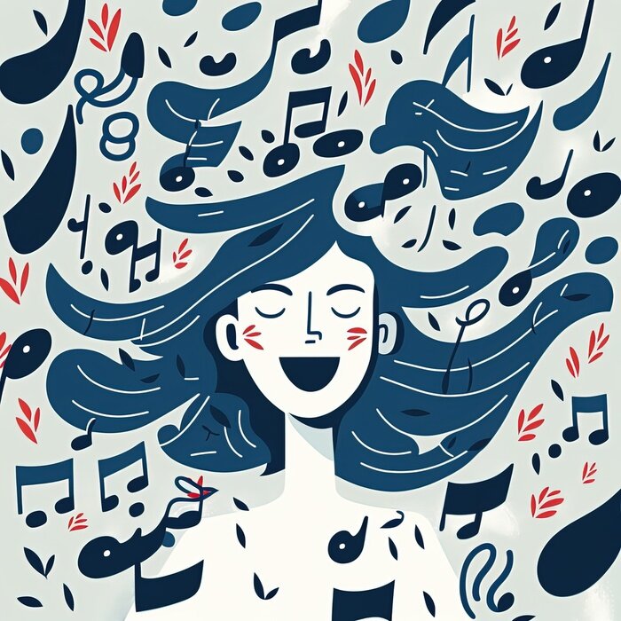 Poster Meisje luisteren naar muziek