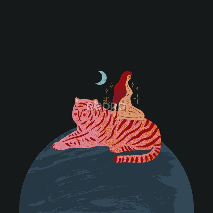 Poster Meisje met een tijger