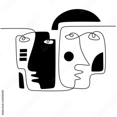 Poster Menselijke gezichten minimalistische stijl