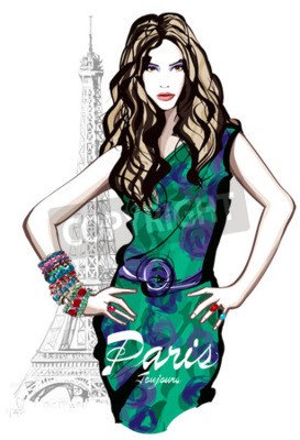 Poster Mensen en Parijse mode