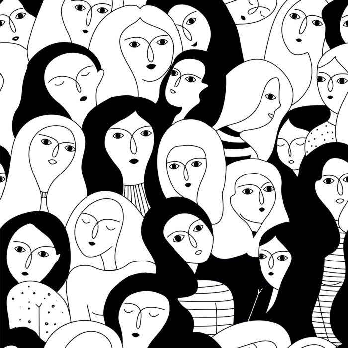 Poster Mensen met vrouwelijke gezichten