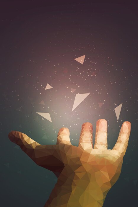 Poster Mensen zijn krachtiger dan ze denken, je hand kan genezen of het object in de lucht laten vliegen