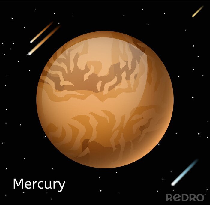 Poster Mercury planeet 3d vector illustration