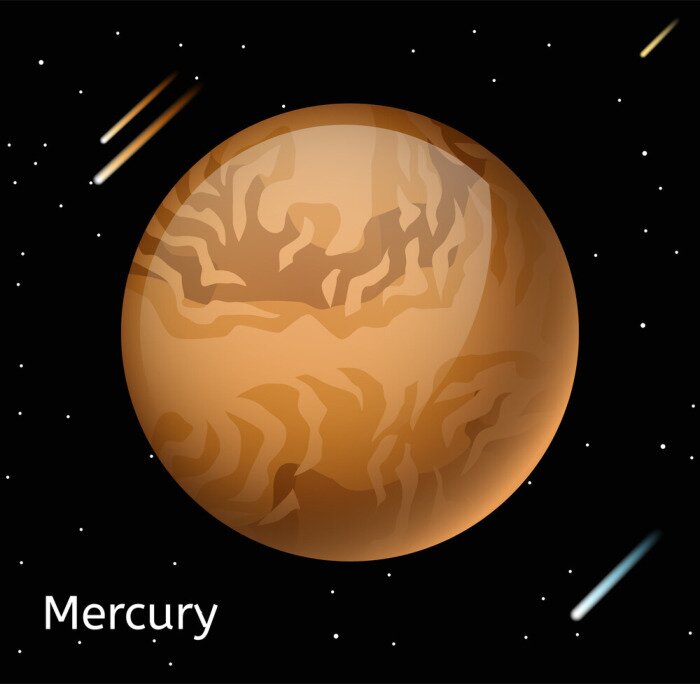 Poster Mercury planeet 3d vector illustration