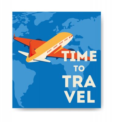 Poster Met het vliegtuig de wereld rondreizen