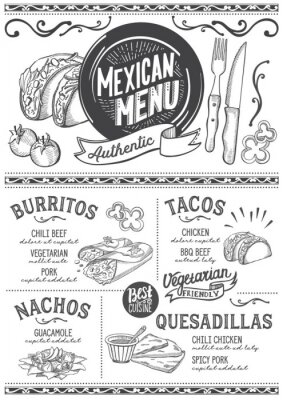 Poster Mexicaans menu restaurant, voedsel sjabloon.