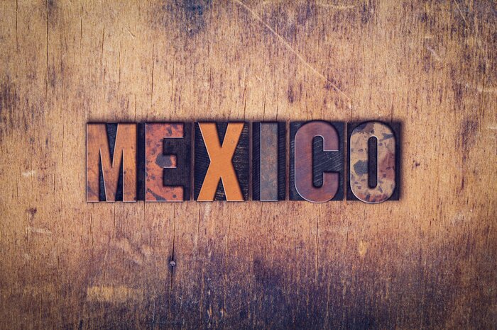 Poster Mexico Concept Houten Letterzetseltype